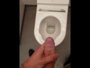 Preview 4 of *SLOW MOTION* Huge Cock Shooting His Big Load At The Airport Public Toilet