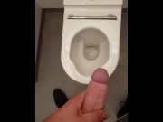 Preview 5 of *SLOW MOTION* Huge Cock Shooting His Big Load At The Airport Public Toilet