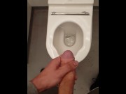 Preview 6 of *SLOW MOTION* Huge Cock Shooting His Big Load At The Airport Public Toilet