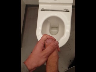 *SLOW MOTION* Huge Cock Shooting his Big Load at the Airport Public Toilet