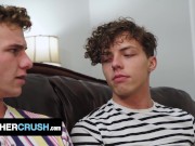 Preview 1 of Horny Step Brother Seduces And Breeds His Twink Stepbro On The Couch