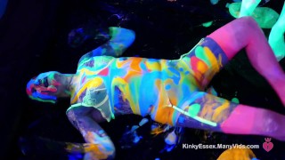 Wet and Messy glowing UV slime colourful alien goo play