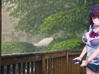big tits, relaxing, anime, wet
