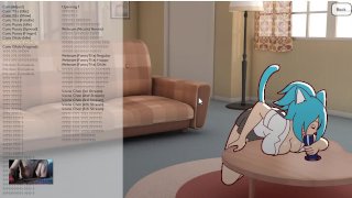 ¡Nicoles Risky Job - Milf catgirl Gumball Nicole usando un consolador en un juego hentai de transmis