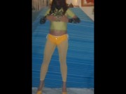 Preview 2 of My favourite colour is yellow so I made a compilation  in my yellow shorts yellow heels and tights