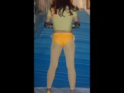 Preview 3 of My favourite colour is yellow so I made a compilation  in my yellow shorts yellow heels and tights