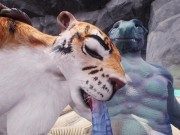 Preview 3 of Furry Tiggress Takes Yiff Lizard Double Cock in all Holes 3D Hentai PoV Animation