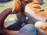 Furry Tiggress Takes Yiff Lizard Double Cock in all Holes 3D Hentai PoV Animation