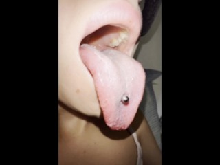 Lila's White Morning Long Tongue with Piercing