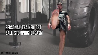 Personal trainer cbt ball stomping orgasm