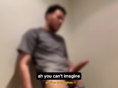 Taking out the hairy and hanging cock in a public bathroom (CENSORED VIDEO)