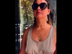 Roaming the streets in a tiny Croptop Braless. Slipping out & flashing my tits.