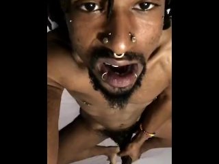 masturbation, big dick, pierced cock, vertical video