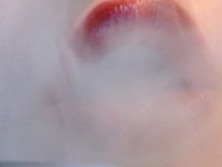 lipstick fetish, glass, bbw, solo female