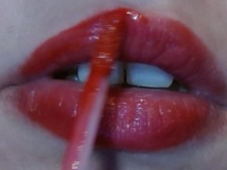 verified amateurs, teen, red lipstick, latex and lips