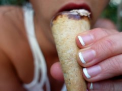 SOCOLA LICKS AND SUCKS ITS CREAMY ICE CREAM