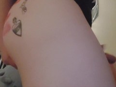 Uncircumcised Trans Cutie Fucks her Tattooed Ass and Cums Hard