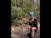 Preview 3 of Masturbating near a busy public trail and cumming so hard
