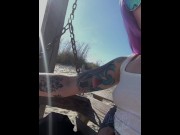 Preview 5 of Pussy fingered by stranger at public beach.  Public masturbation orgasm kink