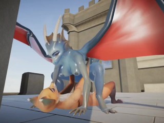 Самец пушистого лиса трахает самку пушистого дракона - Yiffalicious