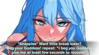 Aqua zet je om een ware Goddess hentai joi te aanbidden (femdom / vernedering degradatie ademspel)