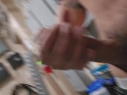 Preview 2 of Watch me slap my dick around in the electrical room so much cum running down my hand and dick