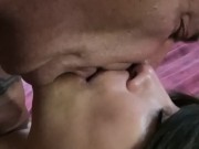 Preview 4 of Our first ever kiss! EXTREME CLOSEUP SUCKING TONGUES KISSING PASSIONATELY! Goliath + Tatiana