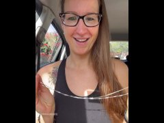 Making myself cum in my car with my vibrating necklace