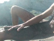 Preview 4 of I Get Muddy and Do Nudism on a Virgin Beach in Front of a Gay Couple