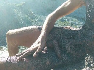 I get Muddy and do Nudism on a Virgin Beach in Front of a Gay Couple