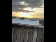 risky jerk off on a public tourist-tower with a full load of sperm