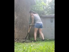 Watch My Muscles as I dog these Huge plants out My yard. You be mesmerized by My thick thighs, Fat a