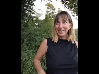 vertical video, amateur blowjob, big tits, forest sex