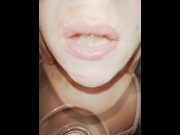 Preview 4 of Lila long dirty tongue piercing hocking and spitting loogies showing mouth throat and uvula