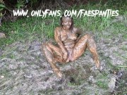 Preview 1 of FAESPANTIES mud covered MILF pisses on herself and takes intense hardcore cock after