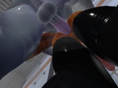 Heat anthro Futa furry dragon sex with furry fox Sex standing under the shower