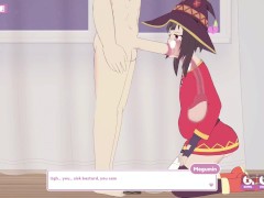 Lust's Cupid, a 2D sex simulation game Megumin cosplay with super deep blowjobs