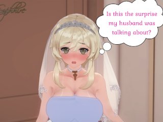 gangbang, slut wife, wedding cheat, double blowjob