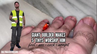 Construtor gigante faz 5 minúsculos adorarem ele - pé - pau - bunda - axila