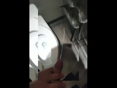 Amazing extreme handjob at shopping center mall public bathroom with hot cumshot