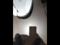 Amazing extreme handjob at shopping center mall public bathroom with hot cumshot