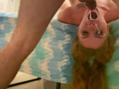 POUNDING my little sluts THROAT HARD til she’s a SLOPPY mess