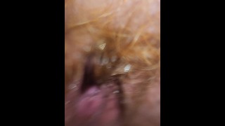 (Close-Up) Caressing My Beautiful Wet And Slippery Hairy Ginger Pussy Until She Squirts