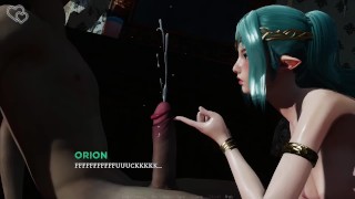 Eternum - Elven Princess magic Handjob and one Finger made Human Dick Cum - Calypso