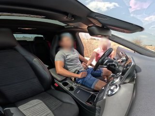 An Unknown Girl Caught Me Jerking Off in the Car and Helps MeFinish Cumming