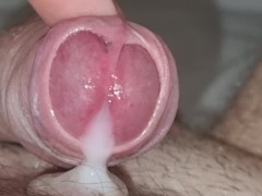CLOSEUP SLOWMO POV. Milking and Edging. Slow Leaking Satisfying CUMSHOT