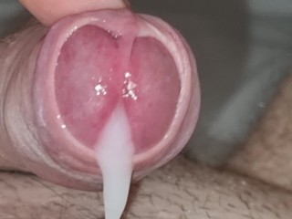 CLOSEUP SLOWMO POV. Milking and Edging. Slow Leaking Satisfying CUMSHOT