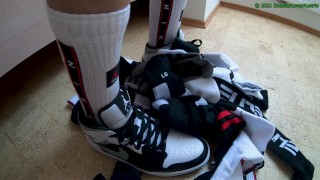Fun with new socks,nike jordan, puma shoes and gloves