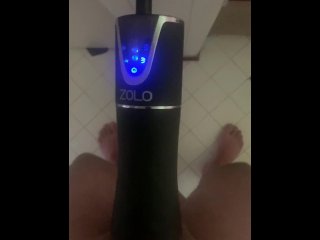 vertical video, blowjob, butt plug, solo male