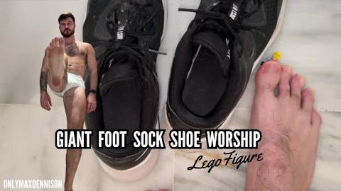 Giant foot sock shoe worship - Lego figure